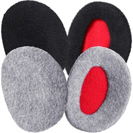 SATINIOR 2 Pairs Bandless Earmuffs Ear Warmers Winter Ear Covers Earcaps for Outdoors, M (Black, Medium Gray,Thick Fleece)