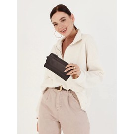 YALUXE Real Leather Wristlet Clutch Handbag Crossbody Bag Cellphone Purse RFID Blocking