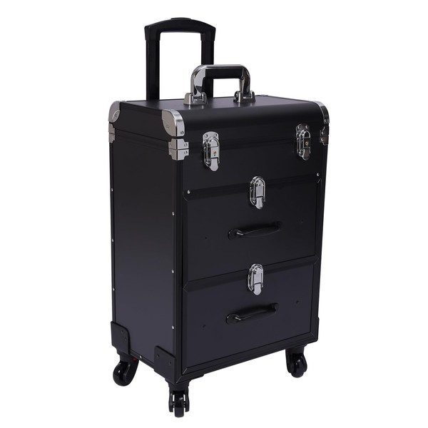 RocoReny 3 Tier Rolling Makeup Train Case Travel Cosmetic Trolley