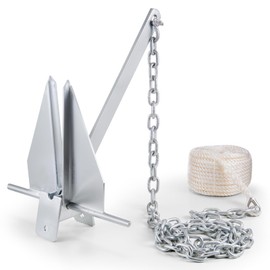 VEVOR Fluke Style Anchor Kit, 13 LBS Hot-Dipped Galvanized Steel Fluke Anchor with 7.9' Chain, 101' Rope and Two 0.4" Shackles, Marine Boat Anchor for Small Vessels Under 30', Seas, Rivers and Shores