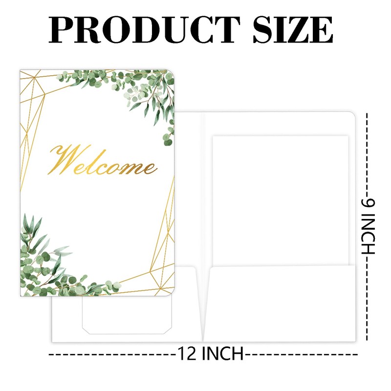 Gold Foil 6x9 Inch Welcome Documents File Folders with Two