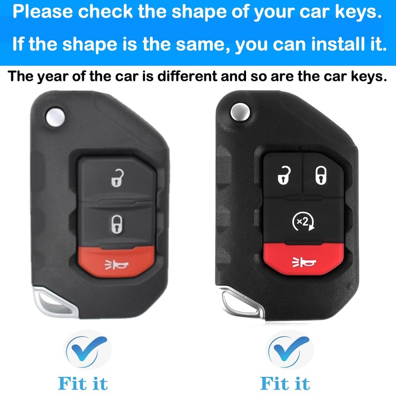 Kirsnda for Jeep Key fob Cover with Keychain,Soft TPU Key
