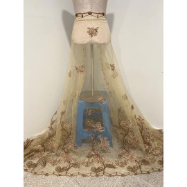 Wowfabric4less123 GOLD BROWN Corded Sequins Border Embroidery Bridal Lace Fabric 50” Width 1 Yard