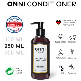 ONNI Conditioner, Organic Hair Growth Conditioner, 250 ml Pump Dispenser, No Silicones, Sulphates, Parabens, Hair Care for More Hair Growth, Against Itchy Scalp, No Animal Testing, Made in Germany