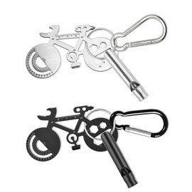 Bicycle Multitool Bicycle Tool with Aluminium Whistles, Pack of 2 Multi Tool Mini Portable Tool Outdoor Backpack Keyring with Screwdriver/Corkscrew/Witch Key/Spoke (Bicycle)