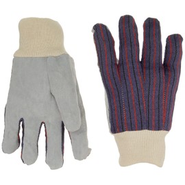 MCR Safety 1040 Cow Leather Lined Palm Men's Gloves with Cotton Back, Natural Pearl/Gray, Large, 1 Pair, 1-Pair