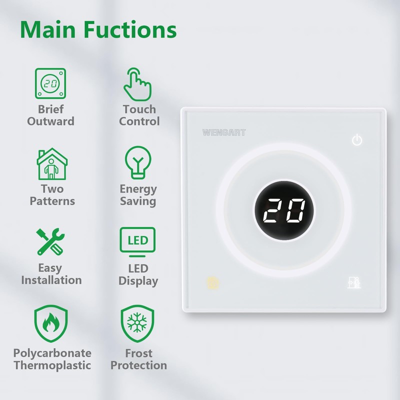 Wengart Room Thermostat for Electric Underfloor Heating Systems WG502, AC230V