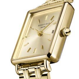 Rosefield Boxy XS Champagne with Champagne Dial and 22 x 24 mm Gold Case QCGSG-Q048 Stainless Steel, Gold & Champagne, Bracelet