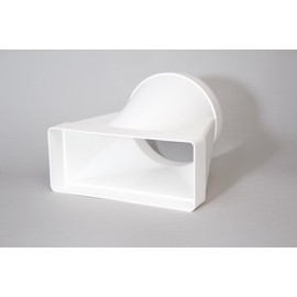 NaplesUK 220mm x 90mm Megaduct Flat Channel Ducting to 150mm Straight Round Connector - White Plastic