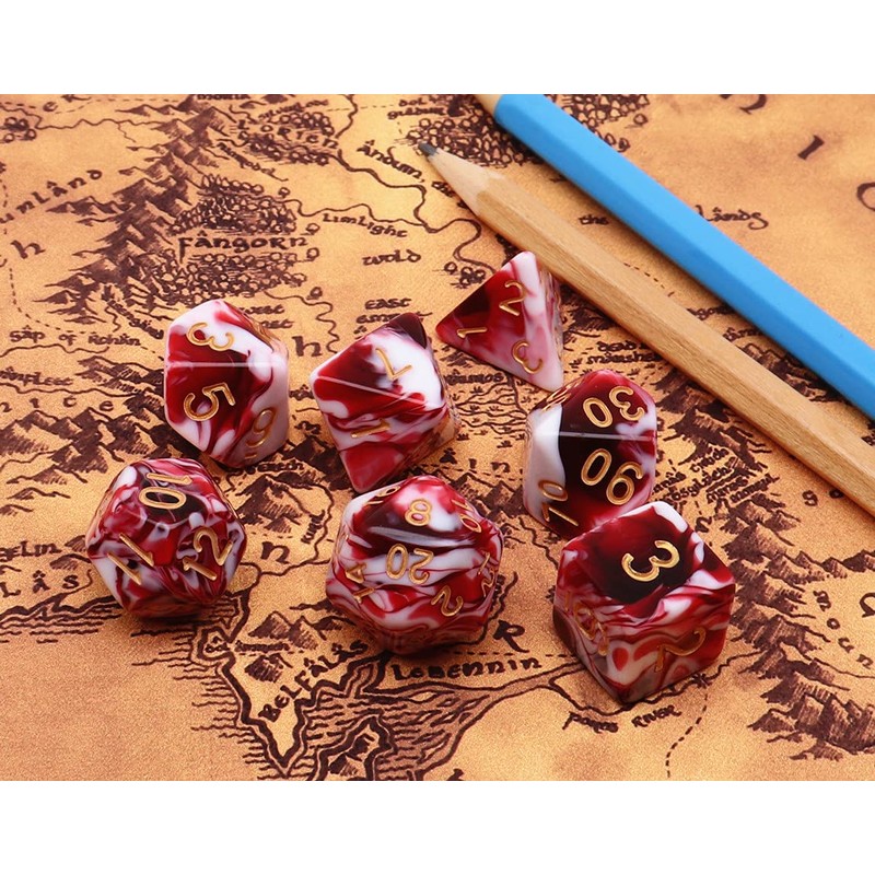 DND Dice Set Red Mix White Dice for Dungeon and