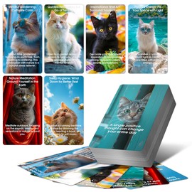 ZZBUY Cats Against Anxiety Cards, 50 Affirmation Cards for Anxiety Relief Items & Self Care Meditation Mindfulness Cards (Cats Against Anxiety Cards)