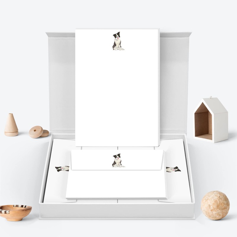 Me Loovely Border Collie Letter Writing Paper and Envelopes Set