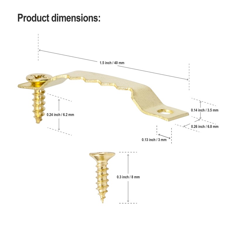Small Sawtooth Picture Hangers with Screws - 50 Pack, Picture