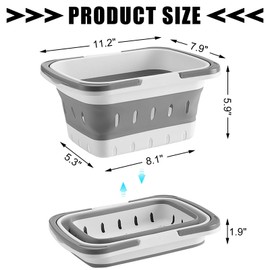 Portable Plastic Shower Caddy Basket - Versatile Collapsible Bath Caddy with Handle - Perforated Travel Shower Basket Organizer for Bathroom, Dorm Room, Kitchen, Gym, RV - Grey | 1-Pack
