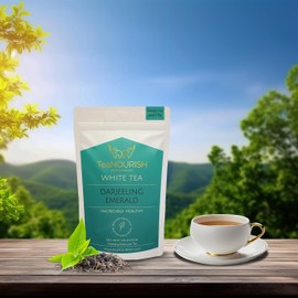 TeaNOURISH Darjeeling Emerald White Tea | Darjeeling Silver Needles White Tea | Delicate, Unique Aroma & Flavor | Freshly Sourced Direct From Origin - 1.76oz/50g
