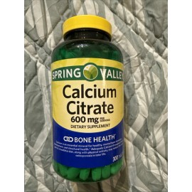 Spring Valley Calcium Citrate Dietary Tablets for Bone Health, 600 mg 300 Ct