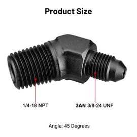 EVIL ENERGY 3AN Male Flare to 1/4" NPT Pipe 45 Degree Fitting Adapter Aluminum Black