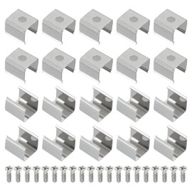 PATIKIL LED Strip Clips, 60pcs Stainless Steel Mounting Brackets Fixing Clip Clamp Support Holder with Screws for 10mm to 11mm LED Strip Lighting Cable