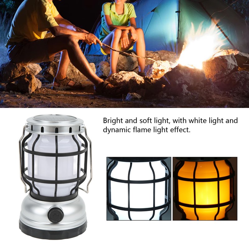 LED Camping Lantern USB Rechargeable Solar Powered Camping Light for