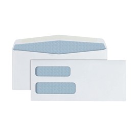 Office Depot Double-Window Envelopes, 10 (4 1/8in. x 9 1/2in.), White, Gummed, Box of 500, 12018