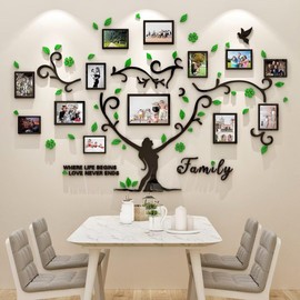 Wall Sticker Tree Family Tree 3D DIY Wall Stickers 15 x 20 13 x 18 10 x 15 cm Wall Decoration Wall Sticker Tree for Living Room Bedroom Sofa Wall Pictures Green (137 x 210 cm)