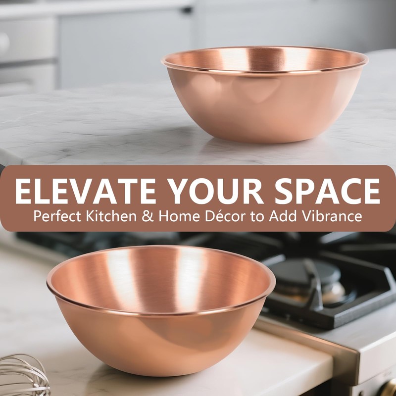 CigeZaus 8'' Pure Copper Bowl, 99.99% Copper Mixing Bowl for