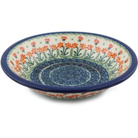 Polish Pottery Pasta Bowl 8-inch made by Ceramika Artystyczna (Peach Spring Daisy)