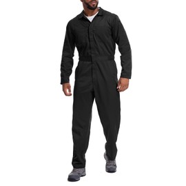 Toumett Coveralls for Men Blend Work Jumpsuit, Men's Long Sleeve Zip Up Overalls Workwear Big-Tall(9001,Black,M)