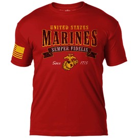 7.62 Design USMC Arched Semper Fi Men's T Shirt (Red, Large)