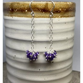 Handmade Sterling Silver Amethyst Dangle Earrings, Drop Earrings, February Birthstone