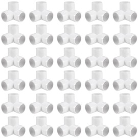MANCHAP 30 PCS 1/2 Inch 3 Way PVC Fitting, 90 Degree PVC Elbow Corner Side Outlet Tee Fitting, Heavy Duty PVC Pipe Connectors Furniture Fittings, Fit for 1/2 Inch Pipe, White