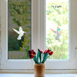 48 Pieces Birds Static Window Clings Anti Collision Window Decals for Bird Strikes, Glass Door Window Stickers, Stop Birds Flying into Windows, Hummingbird Style