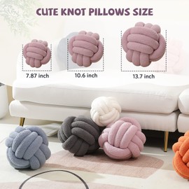 ZAKUN Knot Pillow Balls, Knot Round Ball Pillows Decorative Throw Pillows 13.7'' Plush Knotted Pillows Home Decoration for Sofa Bed Couch Knotted Ball Throw Pillow - Light Purple