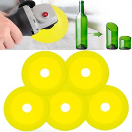 Mornajina 5Pack 4.5Inch Glass Cutting Disc 2.2 for Angle Grinder 7/8" (Model 115/125), Yellow Diamond Cutting Blade Disc Grinding of Ceramic, Jade, Crystal, Wine Bottles, Tile