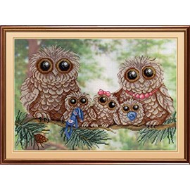 Mp Studio Sewing Cross Stitch Kit Dad, Mom, I Owl Family