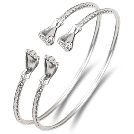Better Jewelry Fist .925 Sterling Silver West Indian Bangles, 1 pair, Made in the Usa