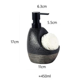 Hosoncovy 450ML Ceramic Liquid Soap Dispenser with Pump ，Pump Bottle Dispenser with Soap/Fome Holder, Refillable Hand Wash Liquid Lotion Jar Dispenser for Bathroom, Countertop, Kitchen (Black)