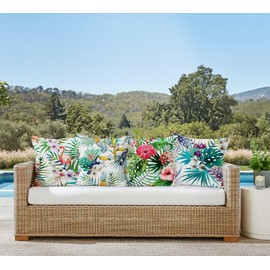 Aoihrraan Cushion Covers Set of 4, Tropical Summer Throw Cushion Cover Flamingo Leaf Flowers Pattern Soft Short Plush Square Cushion Cover for Sofa Couch Bedroom Car Chair Home Decor 50 x 50 cm