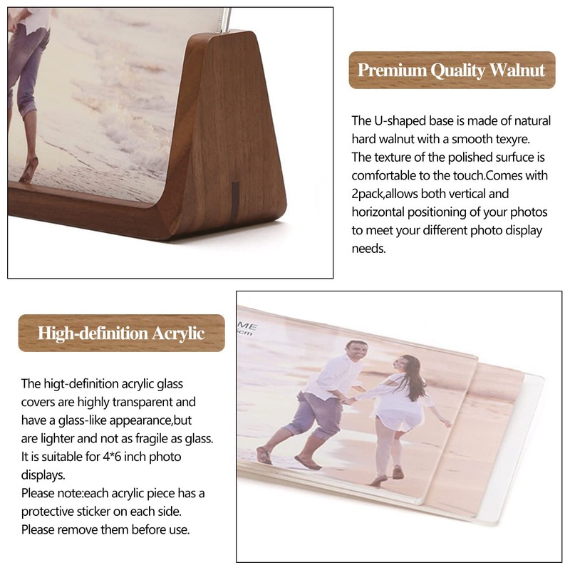 2 Pack 4x6 Picture Frame - Rustic Wooden Photo Frames