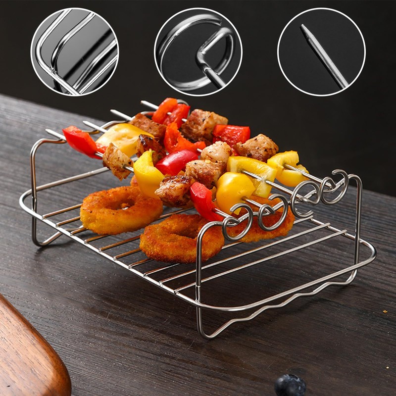 Pack of 2 Hot Air Fryers Grill Rack with 8