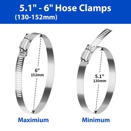 10 Pcs 6 Inch Hose Clamps Stainless Steel Duct Clamps Large Worm Gear Hose Clamps Kit Adjustable Pipe Clamps for Air Ducting, Dryer Vent Hose, Plumbing, Automotive