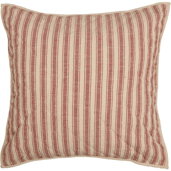 Piper Classics Market Place Red Ticking Stripe Quilted Euro Sham