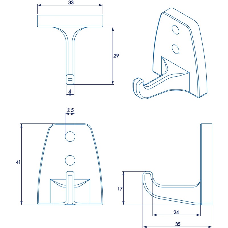 Croydex Sutton Wall Mounted Robe Hook with Zinc Alloy Construction,