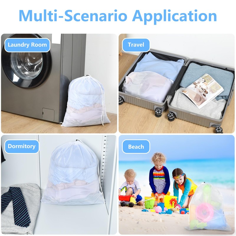 OTraki 2Pcs Mesh Laundry Wash Bag, 40x50cm Mesh Laundry Bag