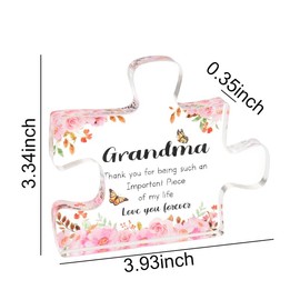Grandma Acrylic Puzzle Piece Paperweight for Women Grandmother Birthday Gifts from Granddaughter Grandson and Grandma Birthday Gifts for Nanny Granny Gifts for Gigi Mimi Gift