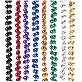 USToy Lot of 12 Assorted Metallic Beaded Mardi Gras Necklaces Costume