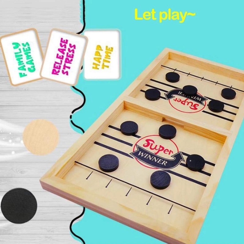 Games Hub Fast Sling Puck Game Wooden Hockey Table Game