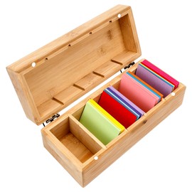 Dadabig A8 Card Storage Box, 22.5 x 9.5 x 8 cm Index Box with 5 Compartments, Flashcard Box, Card Organiser with Lid, Index Box for 800 Cards for Learning, Notes, School (No Index Cards)