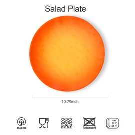 Topmela Melamine Dinner Plate Plastic Bread Butter Plates Set of 6 Pcs 11 inch Lightweight Shatter Proof Chip Resistant Dishwasher Safe (Multicolor)