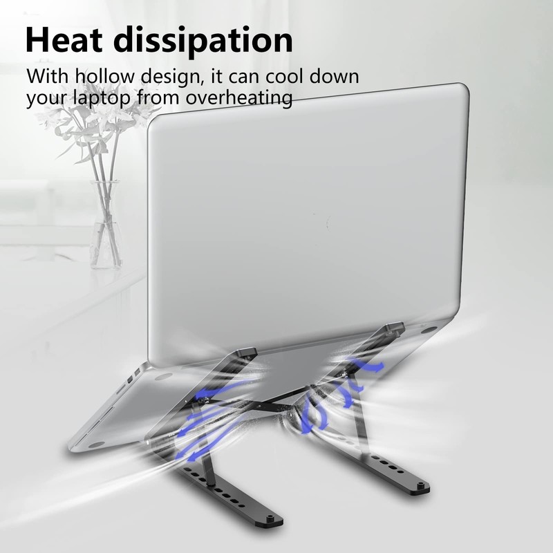 Tonmom Laptop Stand for Desk, Adjustable Laptop Riser ABS+Silicone Foldable